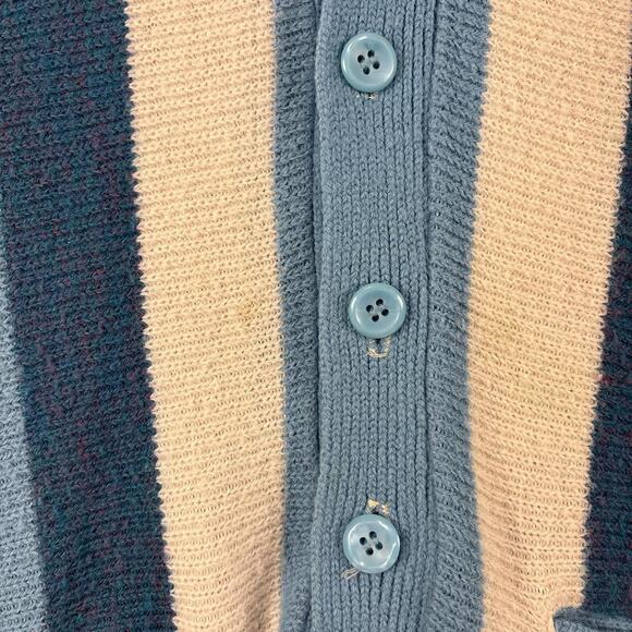 True Vintage 1950’s Blue/White Striped Button-up Cardigan Size M-L - Picture 4 of 7